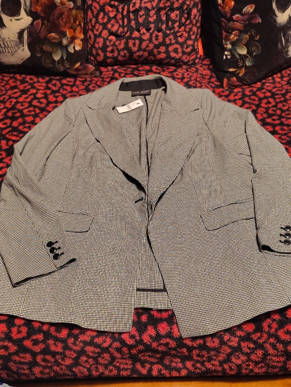 Lane Bryant Black and White Glen Check Blazer